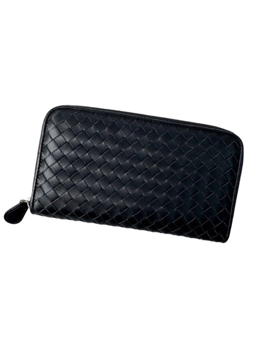 Bottega Veneta Intrecciato Wallet Zip Around Black